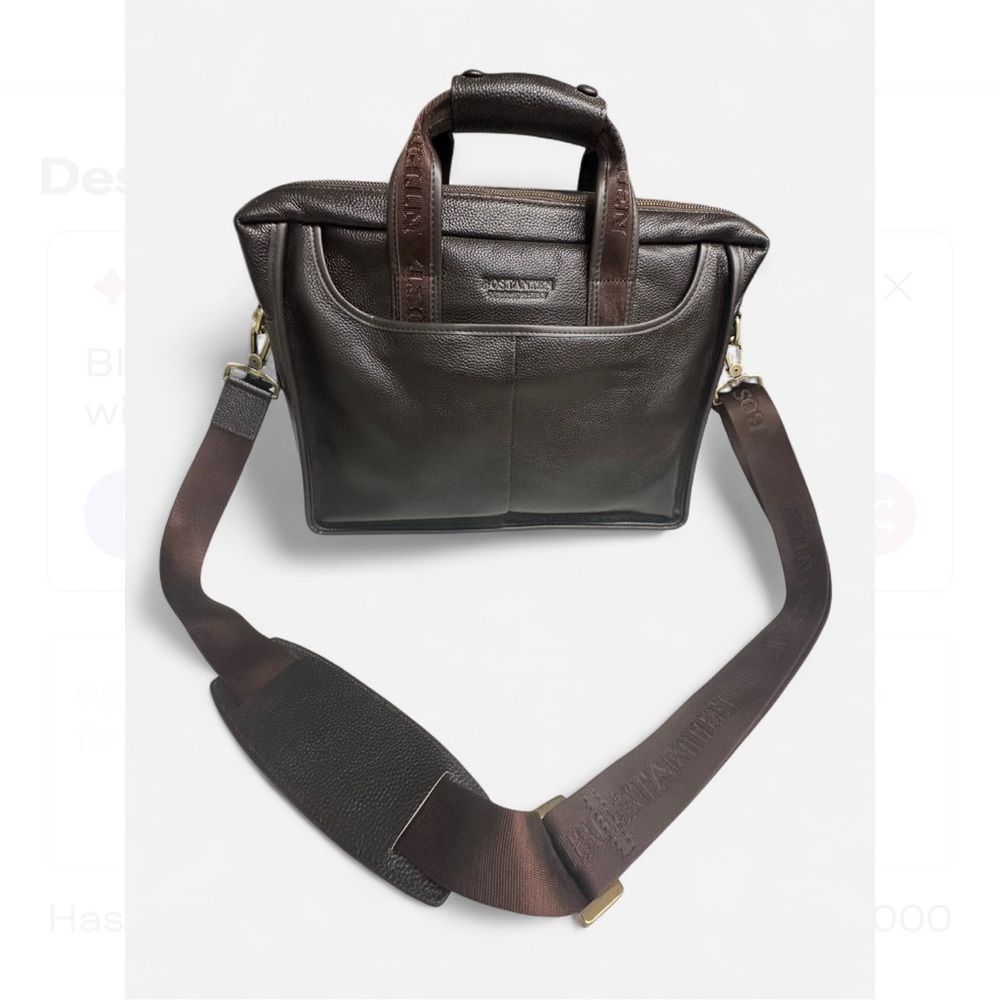 Classy Bostanten Dark Brown Leather Briefcase for Men or Women - Picture 3 of 12